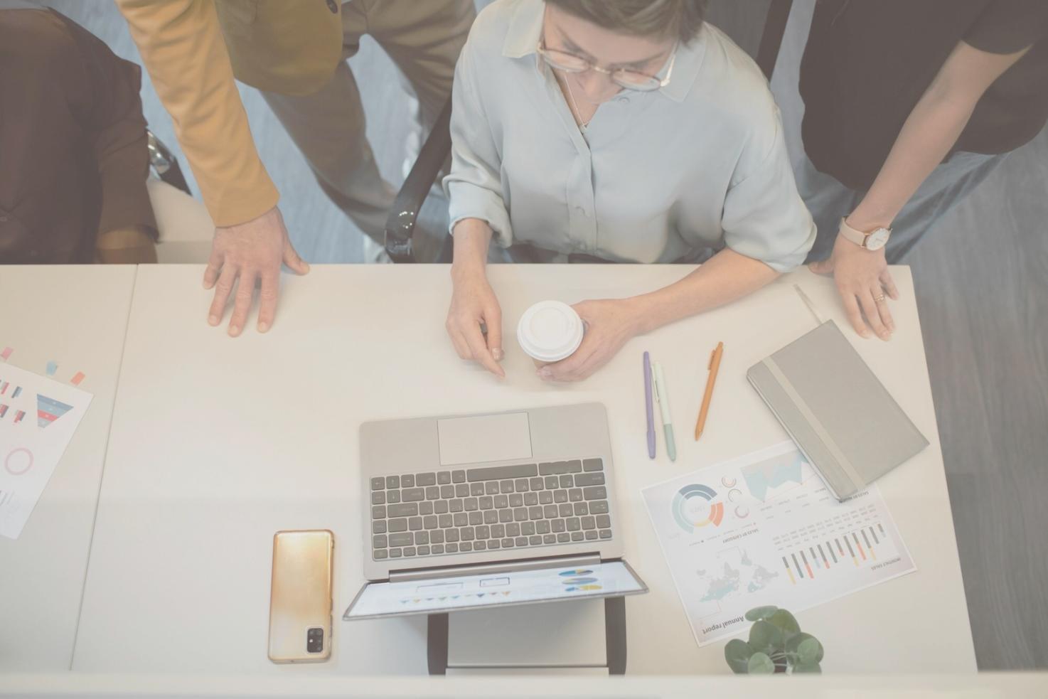 Workspace showing strategic planning and business development tools